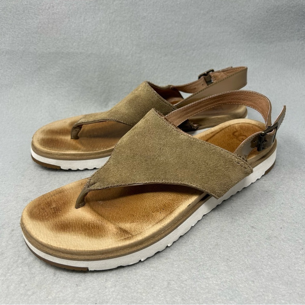 UGG ALESSIA TREADLITE SANDALS COFFEE GROUNDS OR BROWN WOMEN SZ 7.5 SUEDE LEATHER